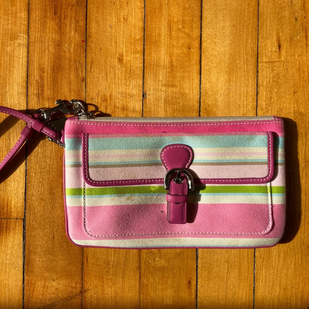 Vintage Coach pastel wristlet